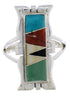 Genuine Sterling Silver Multicolor Inlay Ring Size 6-1/4 WX41363